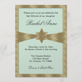 Invitations de Bat mitzvah vert menthe pâle