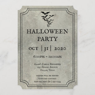 Invitations de Bats Tombstone Halloween