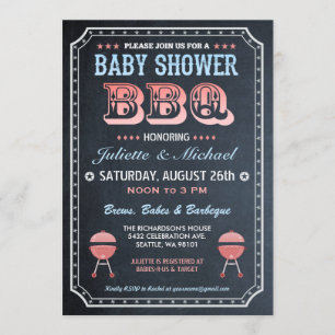 Invitations de BBQ de baby shower (tableau) v.2