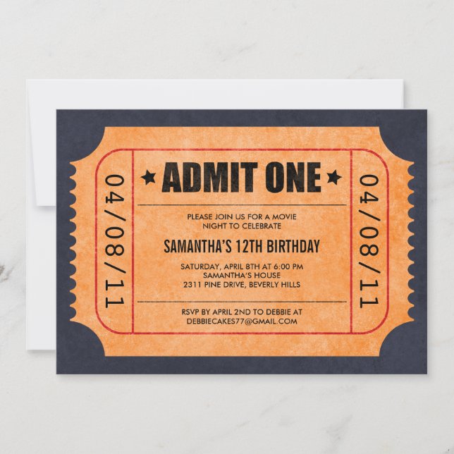 Invitations de billet de film (Devant)