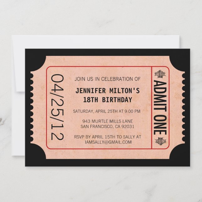 Invitations de billets de cinéma (Devant)