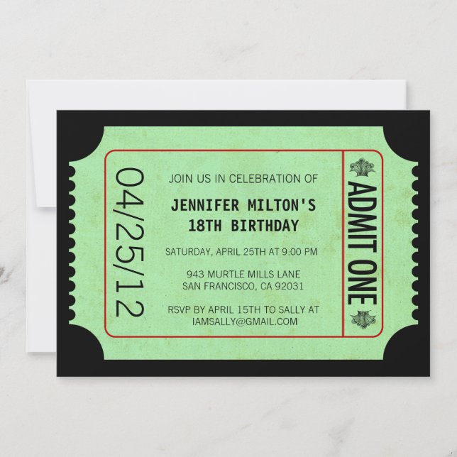 Invitations de billets de cinéma (Devant)
