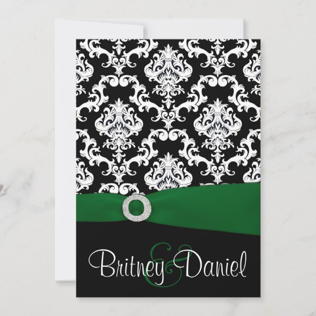 Invitations de Black and Green Mariage damassé (Devant)