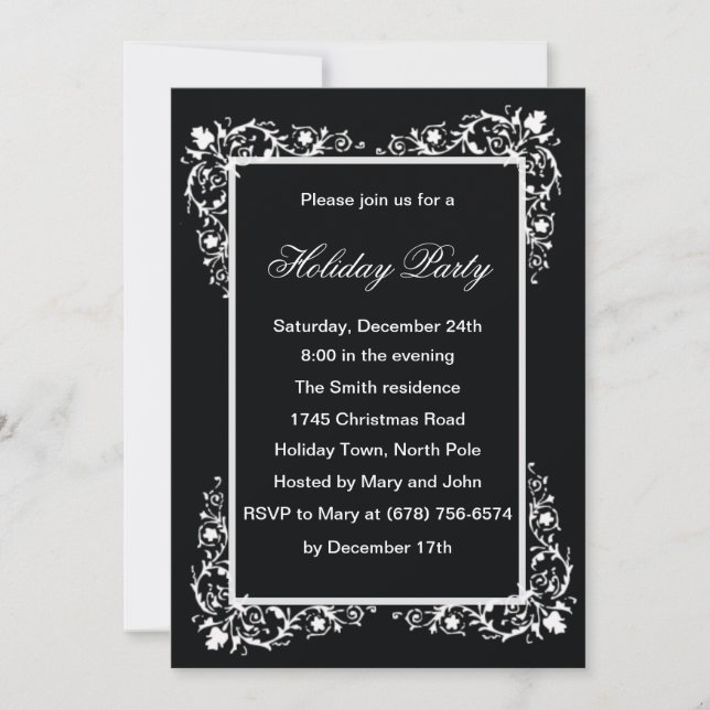 Invitations de Black and White Elegance Party (Devant)