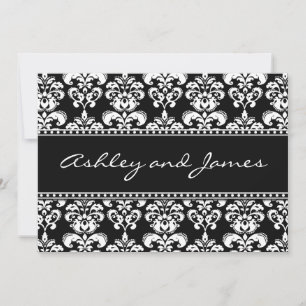 Invitations de Black and White Mariage damassé