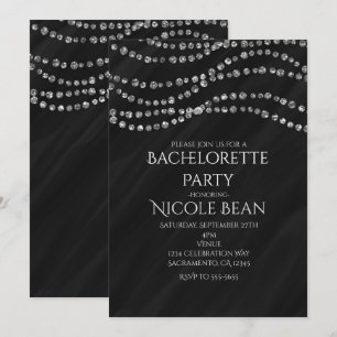 Invitations de Black & Diamond Glamor Bling Party