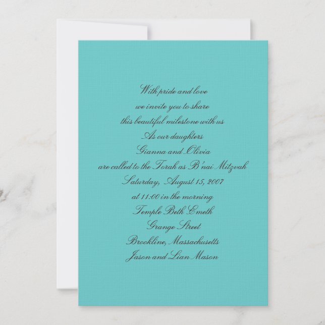 Invitations de B'nai Mitzvah (Devant)