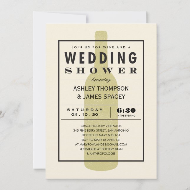Invitations de bouteilles de vin Wedding shower Co (Devant)