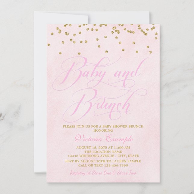 Invitations de brunch Baby shower fille (Devant)