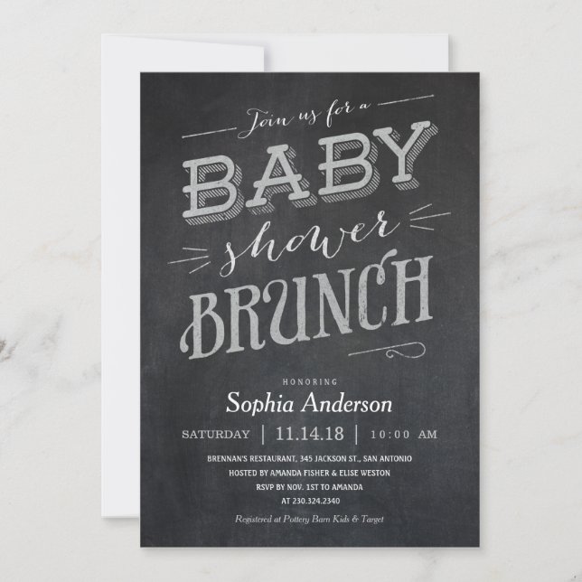 Invitations de brunch de baby shower de tableau (Devant)