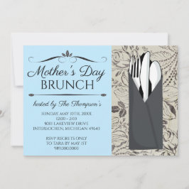 Invitations de brunch de la fête des mères (bleu)