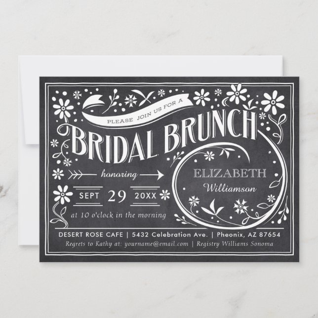 Invitations de brunch nuptiale | Tableau de bord f (Devant)
