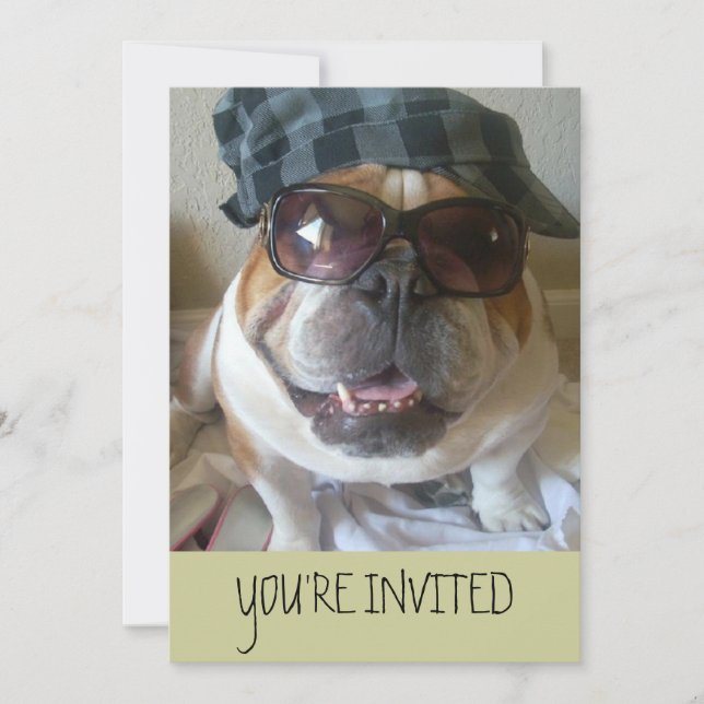 Invitations de Bulldog Anglais Anniversaire (Devant)