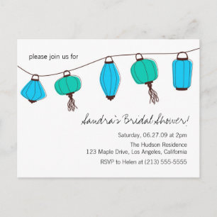 Invitations de carte postale bleu vert chinois