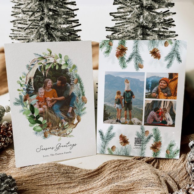 Invitations de cartes de Noël Rustique Antler (Créateur téléchargé)