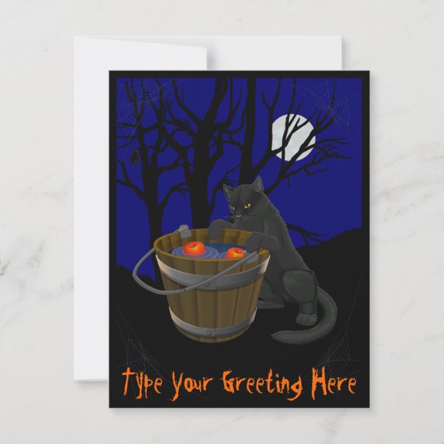 Invitations de chats noirs Cartes d'Halloween pers (Devant)