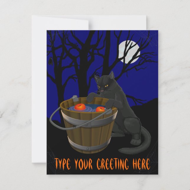 Invitations de chats noirs Cartes d'Halloween pers (Devant)
