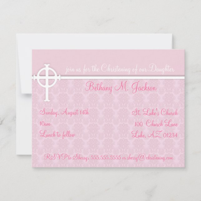Invitations de Christening PInk (Devant)