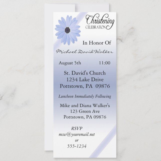 Invitations de Christening pour les garçons (Devant)