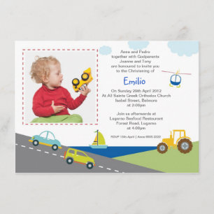 Invitations de Christening Transport