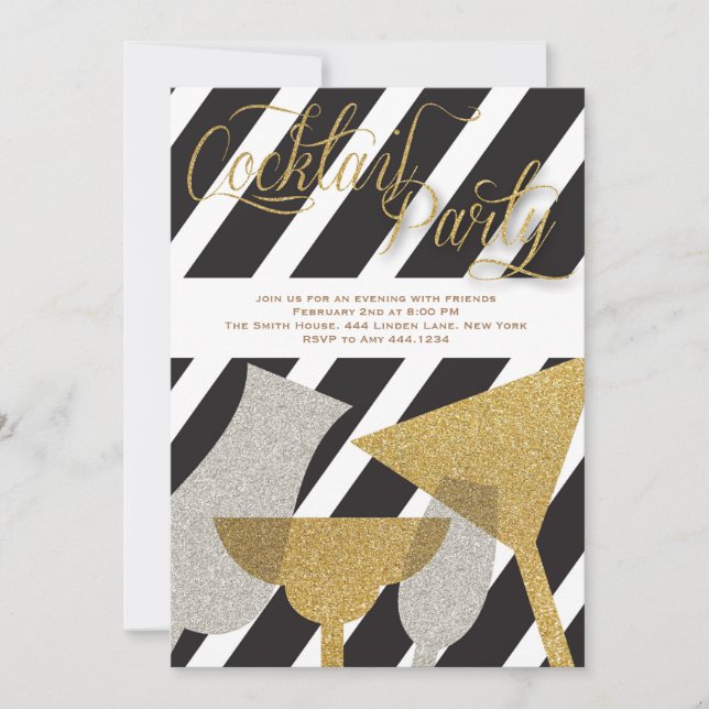 Invitations de Cocktail Parties scintillant (Devant)