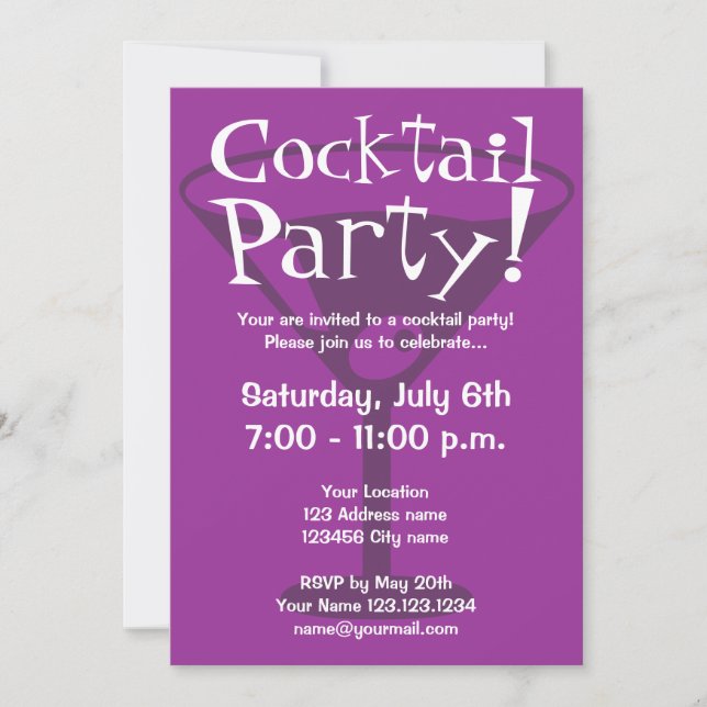 Invitations de cocktails pour fêtes (Devant)