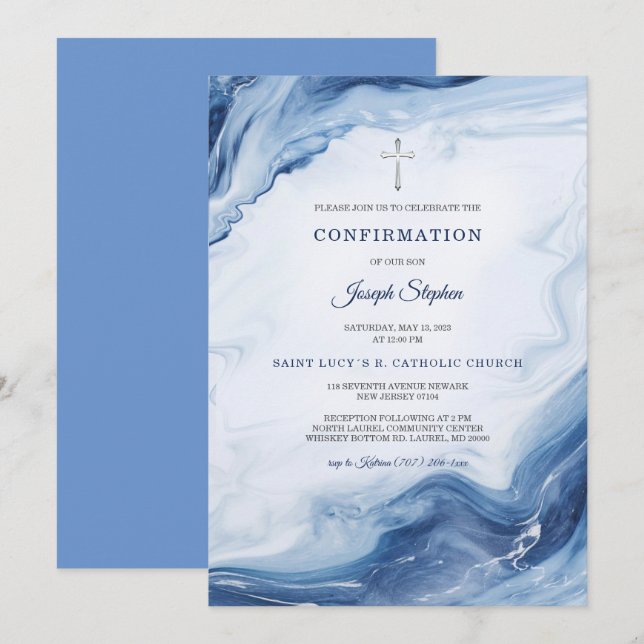 Invitations de confirmation de garçon personnalisé (Devant / Derrière)