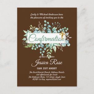Invitations de confirmation Eucalyptus Greenery Bu
