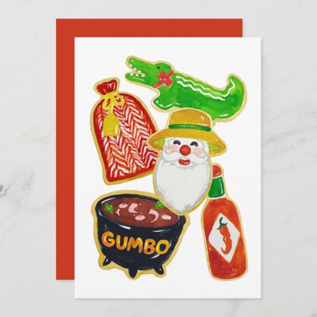 Invitations de cookies de Noël Cajun (Devant / Derrière)
