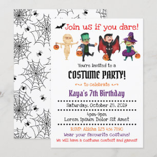 Invitations de costumes d'Halloween