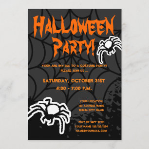 Invitations de costumes d'Halloween avec spiderweb
