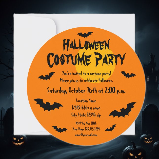 Invitations de costumes d'Halloween sur mesure (Halloween invitation template)