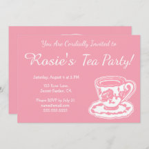 Invitations de coutume de tasse de thé de rose de