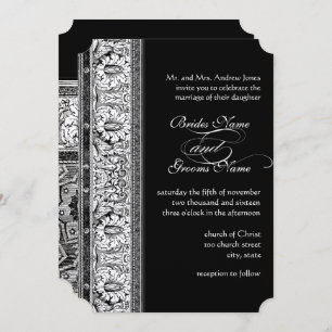 Invitations de Deco Black Mariage damassé