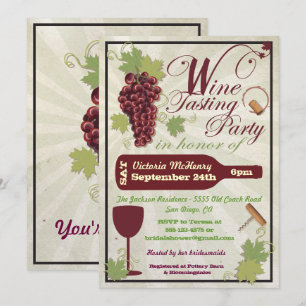 Invitations de dégustation de vin rustique