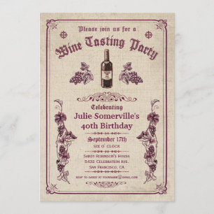 Invitations de dégustation de vins (Rustic Vintage