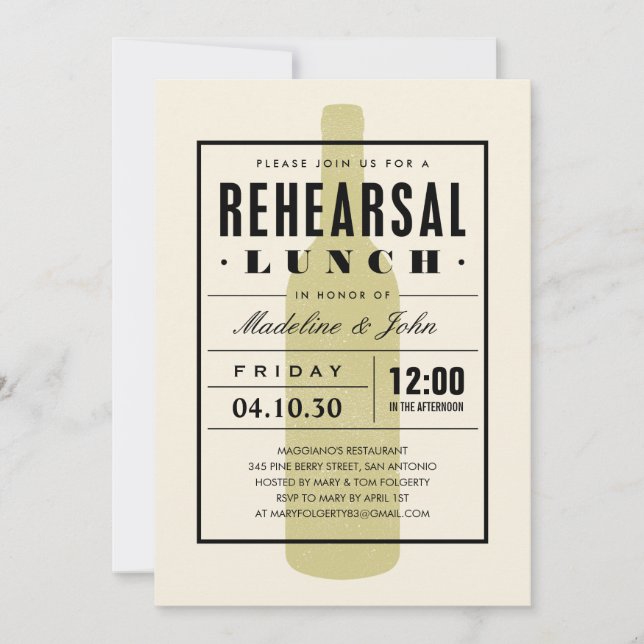 Invitations de déjeuner de répétition de vin avec (Devant)