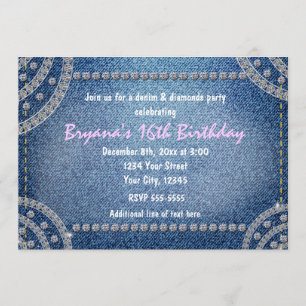 Invitations de denim et de fête d'anniversaire de