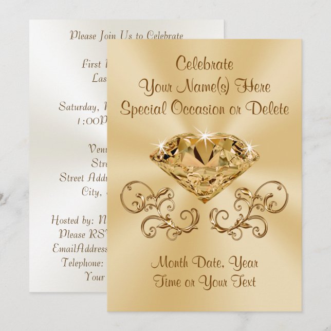 Invitations de diamants remarquables PERSONNALISÉE (Devant / Derrière)