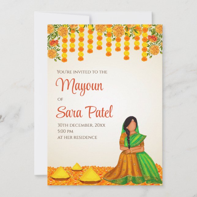 Invitations de Digital Mayoun & invitation Haldi (Devant)