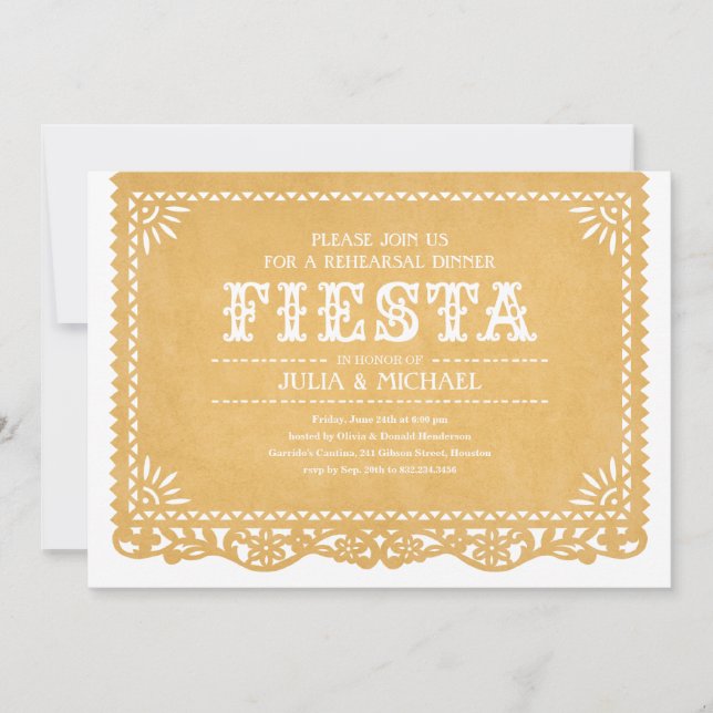 Invitations de dîner de répétition de fiesta (Devant)