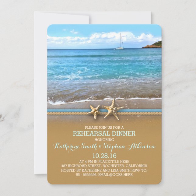 Invitations de dîner de répétition de mer de plage (Devant)