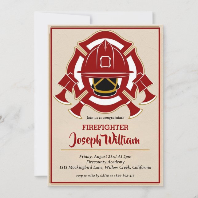 invitations de diplôme de pompier (Devant)