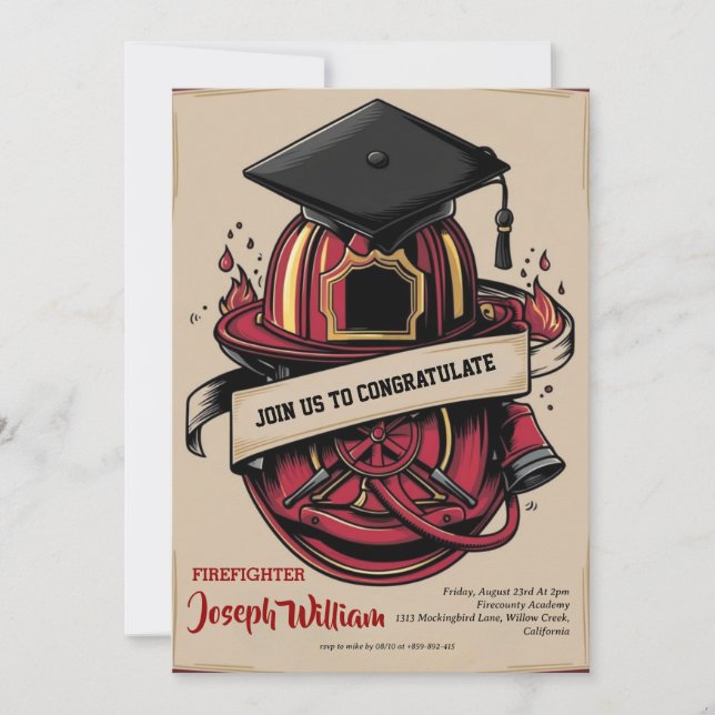 invitations de diplôme de pompier (Devant)
