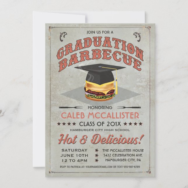 Invitations de diplômes | BBQ Party v.2 (Devant)