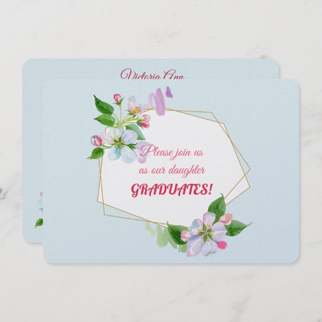 Invitations de diplômes de fille (Devant / Derrière)