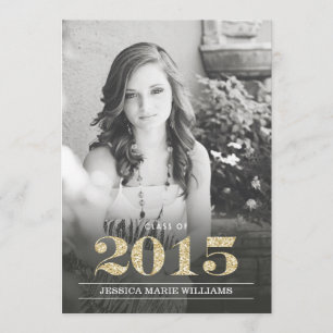 Invitations de diplômés Glam Gold