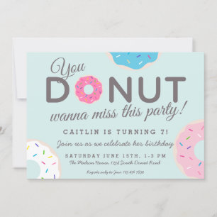 Invitations de Donut Party Fête d'anniversaire d