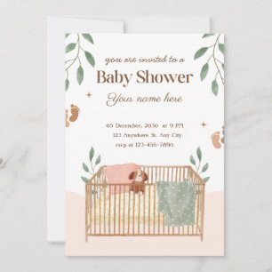 Invitations de douche à bébé à fleurs Brown et bla