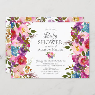 Invitations de douche à bulle rose violet